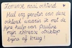 Geschreven review naaidaagen